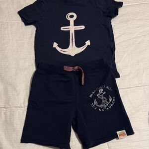 Navy Anchor T-Shirt and Shorts Set